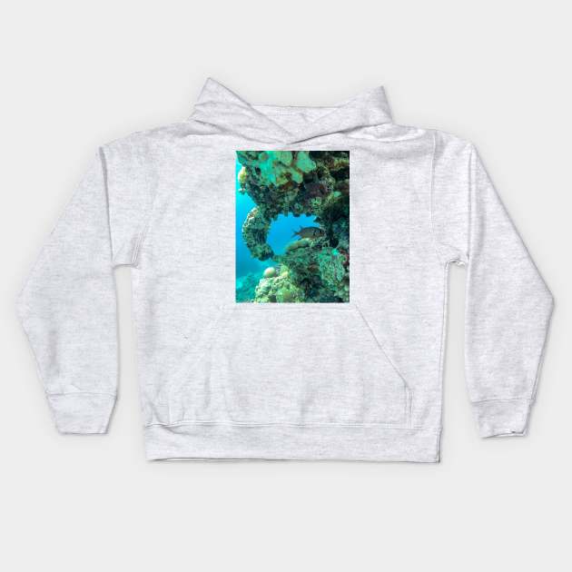 Coral reef and fish Kids Hoodie by likbatonboot